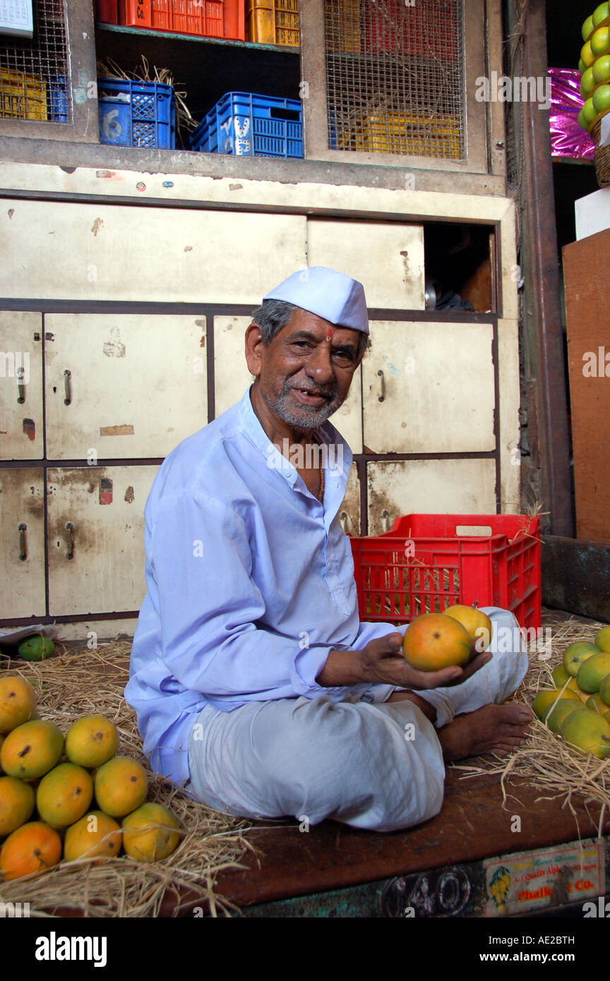 Mango-Verkäufer in Crawford Market, Mumbai / Bombay, Indien Stockfoto
