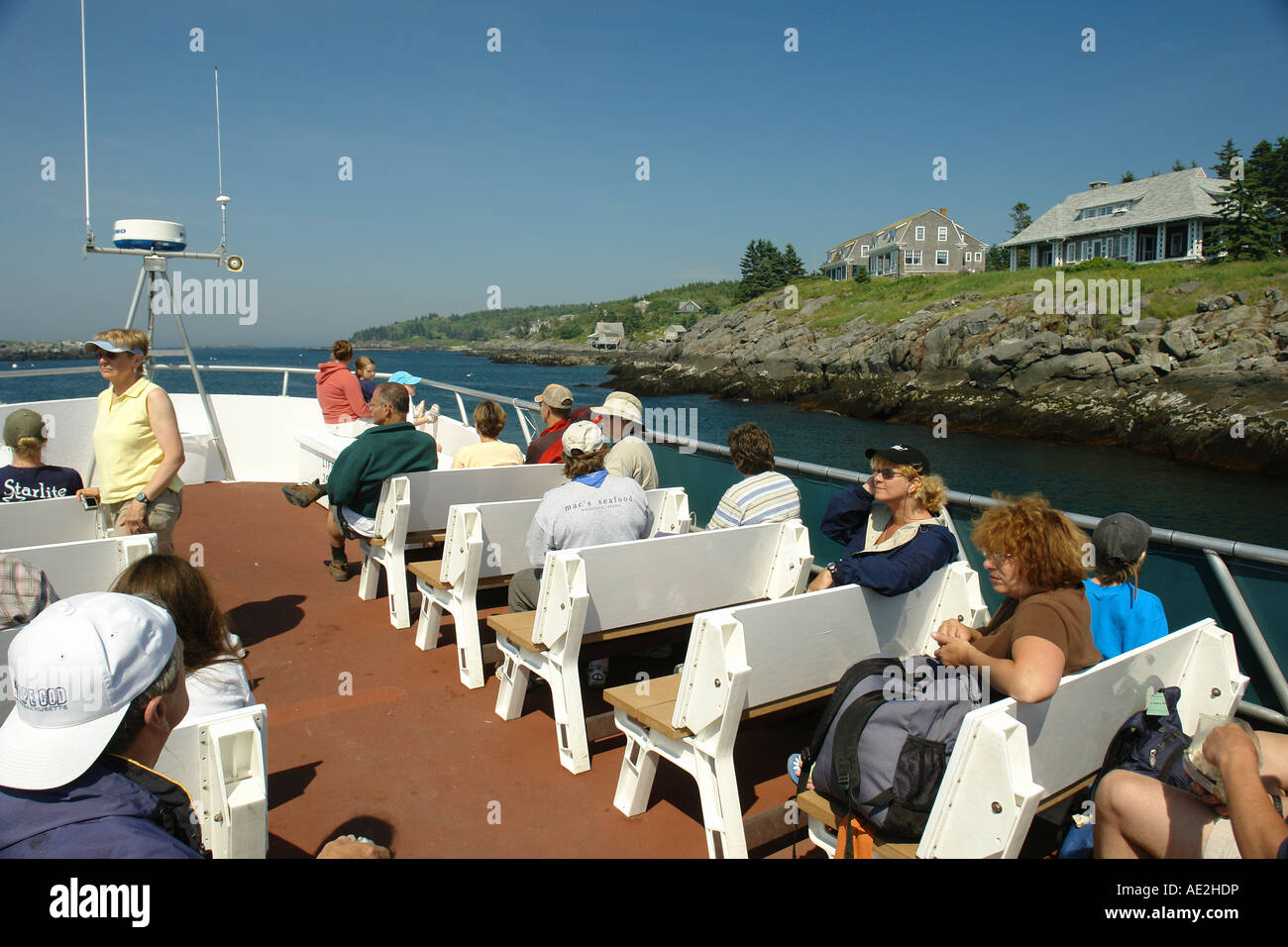 AJD59313, mich, Maine, Hardy III Bootstour nach Monhegan Island, neuer Hafen Stockfoto