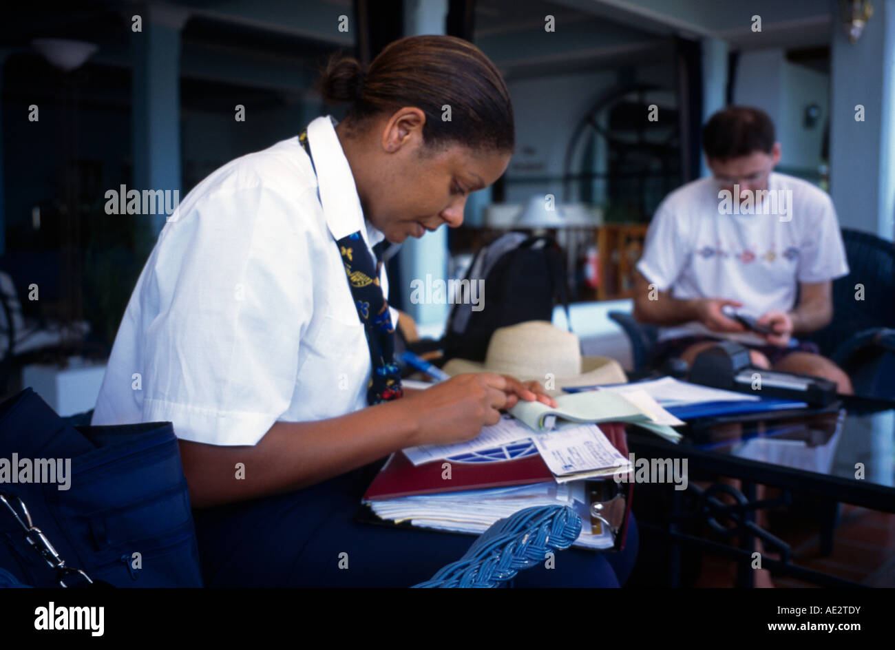 Rodney Bay St Lucia Tour Rep Briefing Touristen Rex St. Lucian Hotel Stockfoto