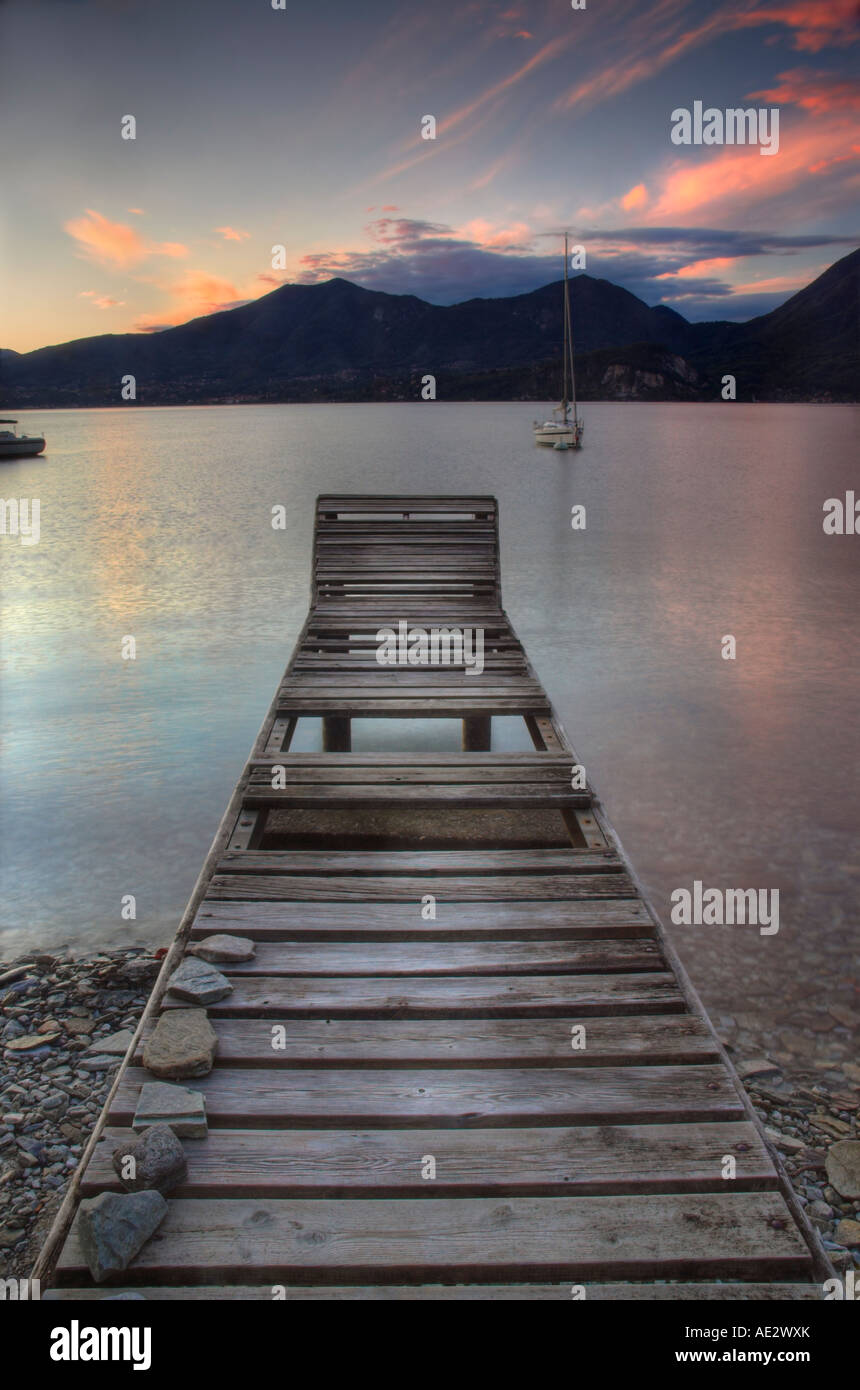 Jetty Lake Maggiore Norditalien Stockfoto