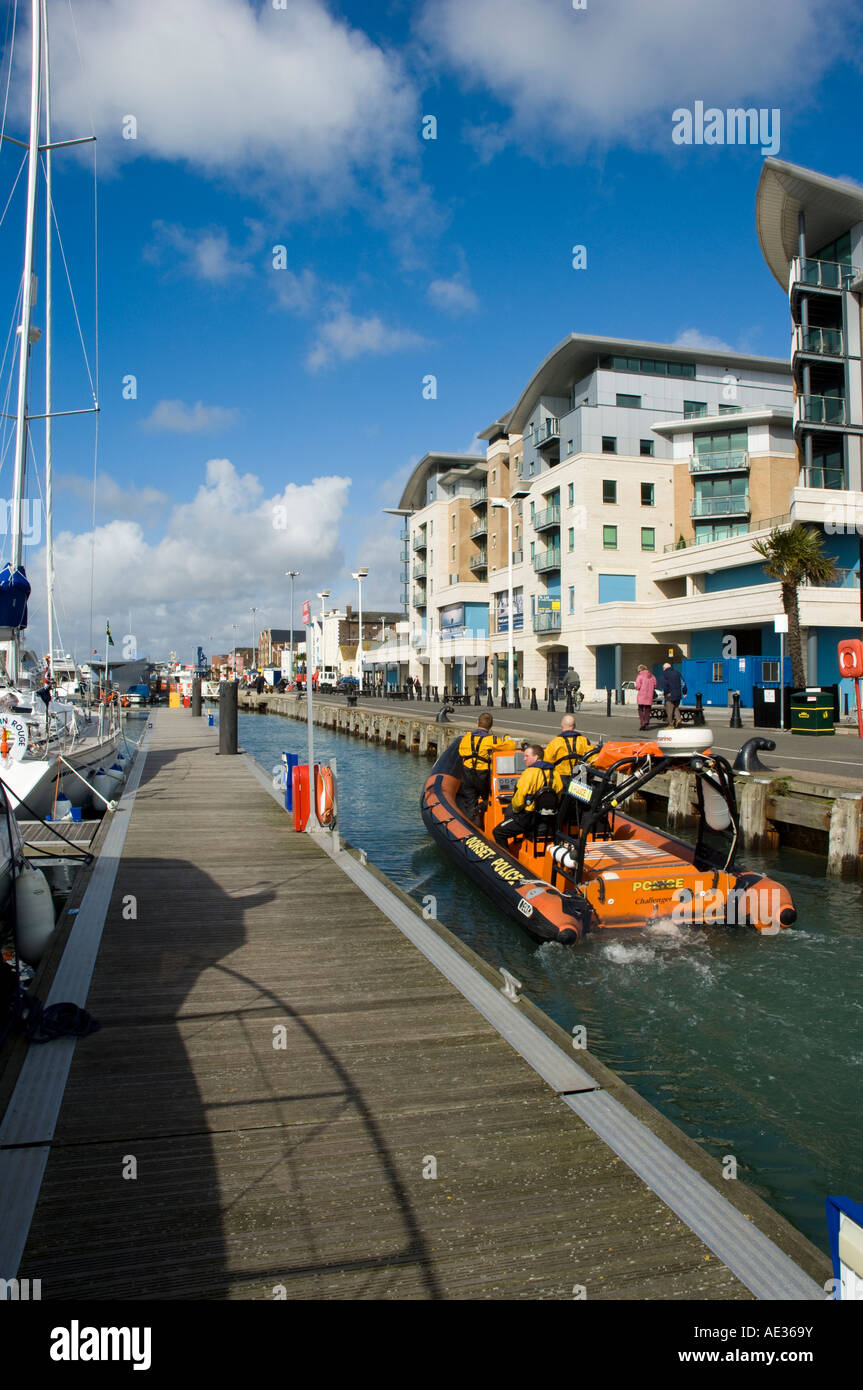 Marine Polizei Start am Poole Quay, Dorset, Großbritannien Stockfoto