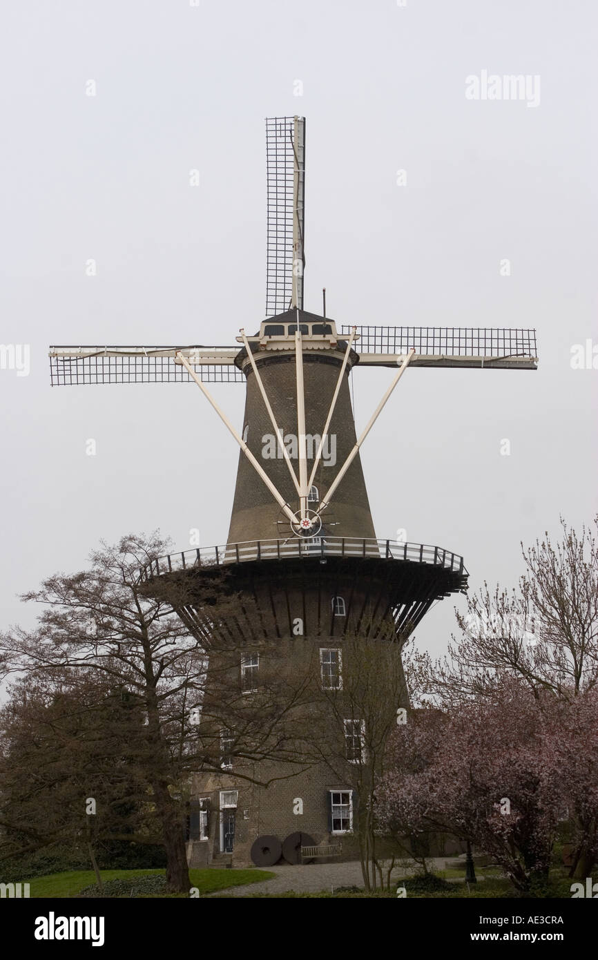 Das Museum de Valk Windmühle Leiden Niederlande Stockfoto