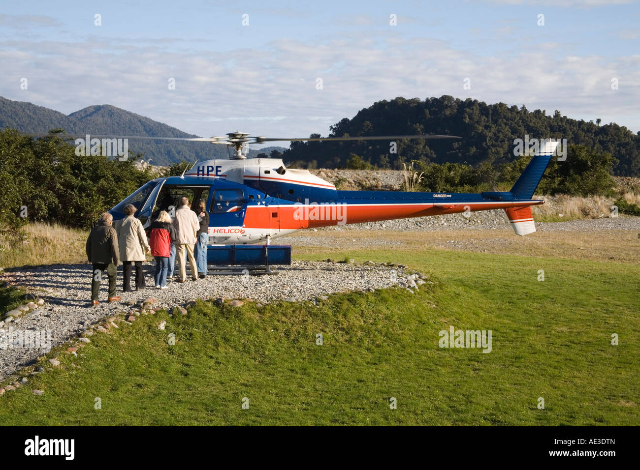 FRANZ JOSEF WEST Küste SOUTH ISLAND Neuseeland kann Fluggästen einen Hubschrauber für eine Bergtour Stockfoto