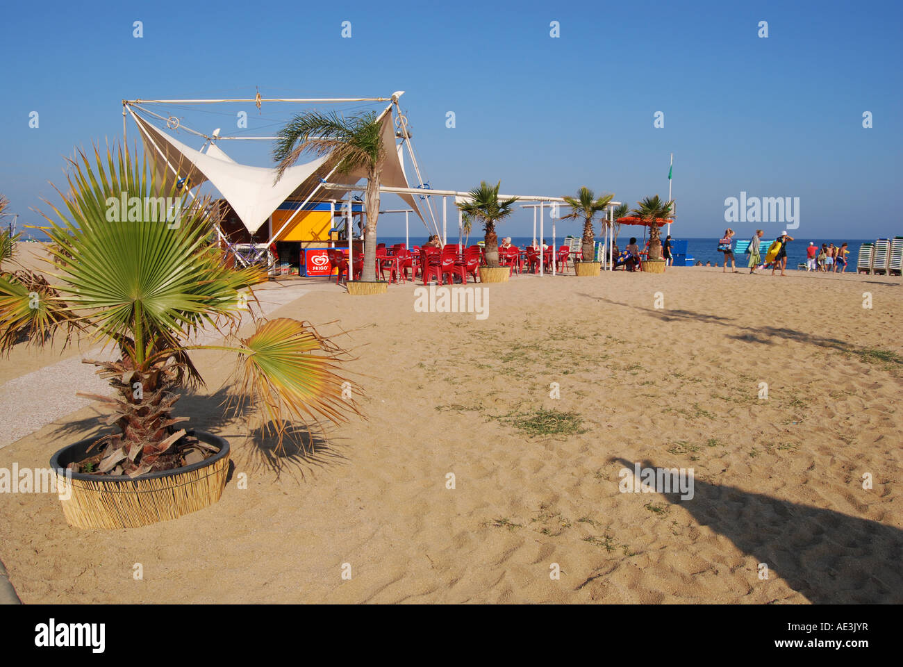 Strand von Calella Costa Dorada Spanien Stockfoto
