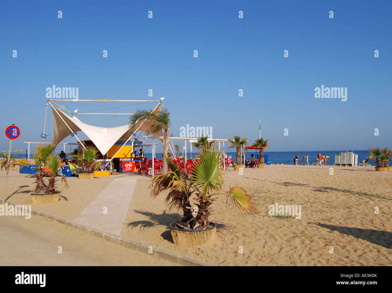 Strand von Calella Costa Dorada Spanien Stockfoto