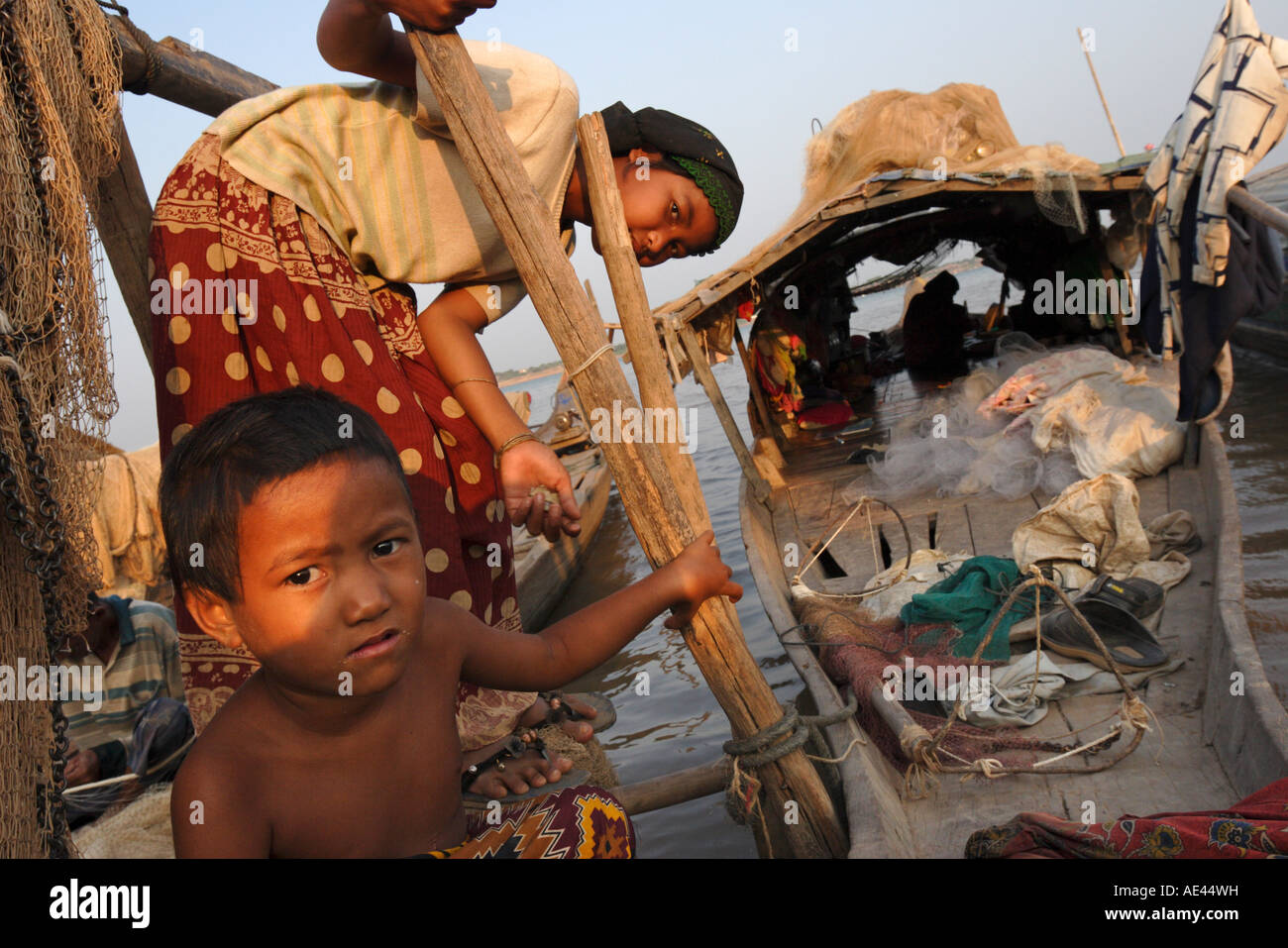 Cham-Moslems leben am Mekong Fluss in Asien, Südost-Asien, Indochina, Phnom Penh, Kambodscha Stockfoto