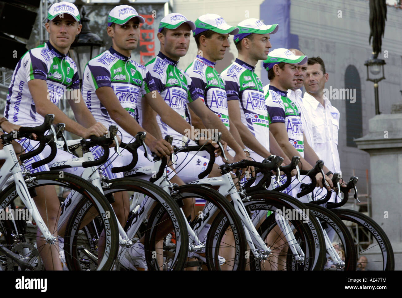 Die Agritubel French Radsport-Team bei der Eröffnungsfeier der Tour De France 2007 Stockfoto