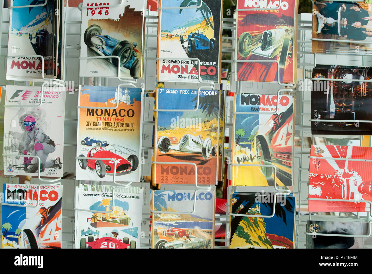 Postkarten von europäischen Grand Prix, Monaco, Stockfoto