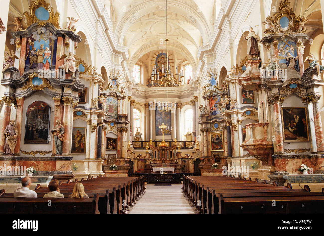 Innere, Dominikanische Kirche des Heiligen Geistes, Dominikonu Street, Vilnius, Litauen, Baltikum, Europa Stockfoto