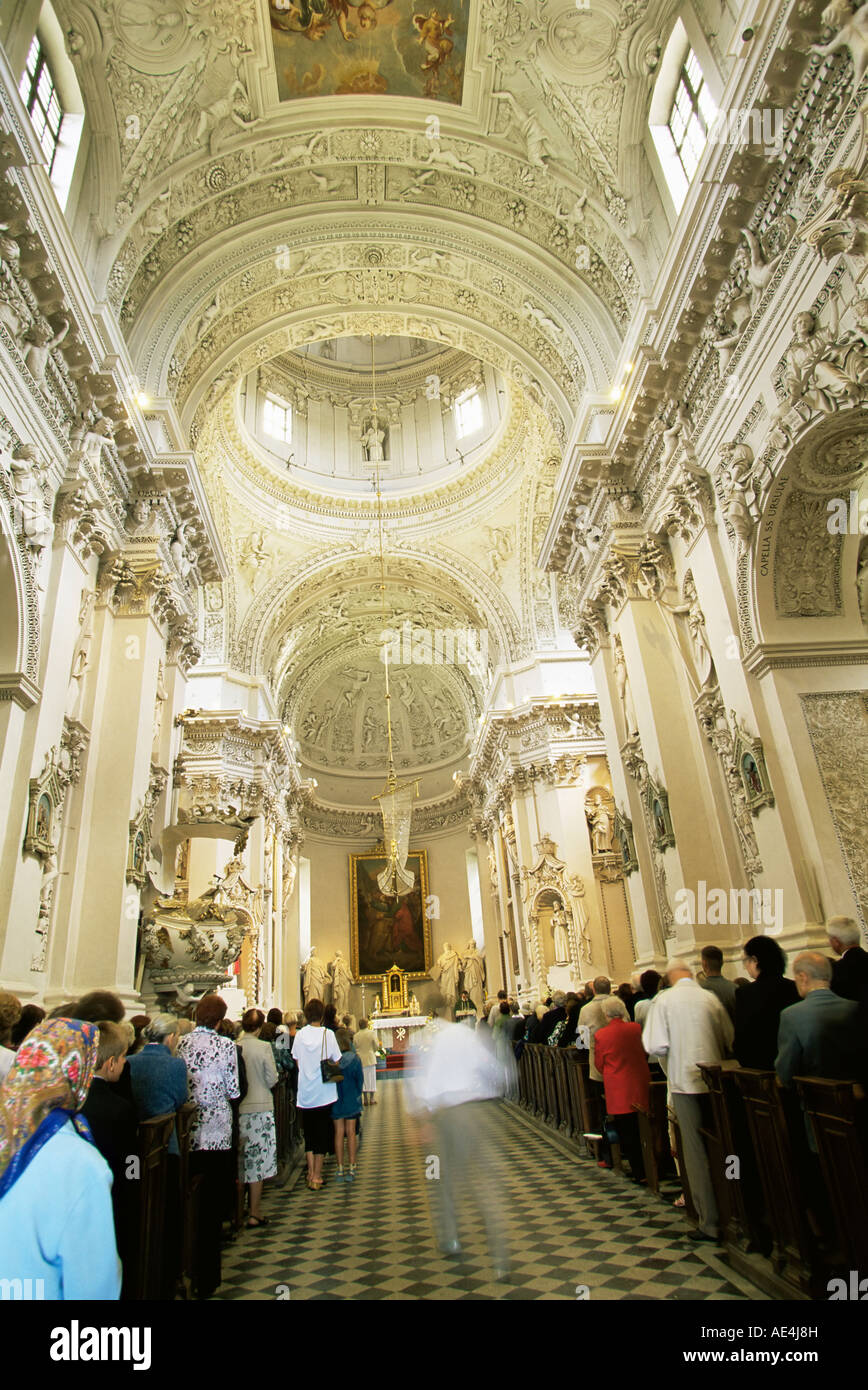 Barocke Interieur, St. Peter und Paul Kirche, Vilnius, Litauen, Baltikum, Europa Stockfoto