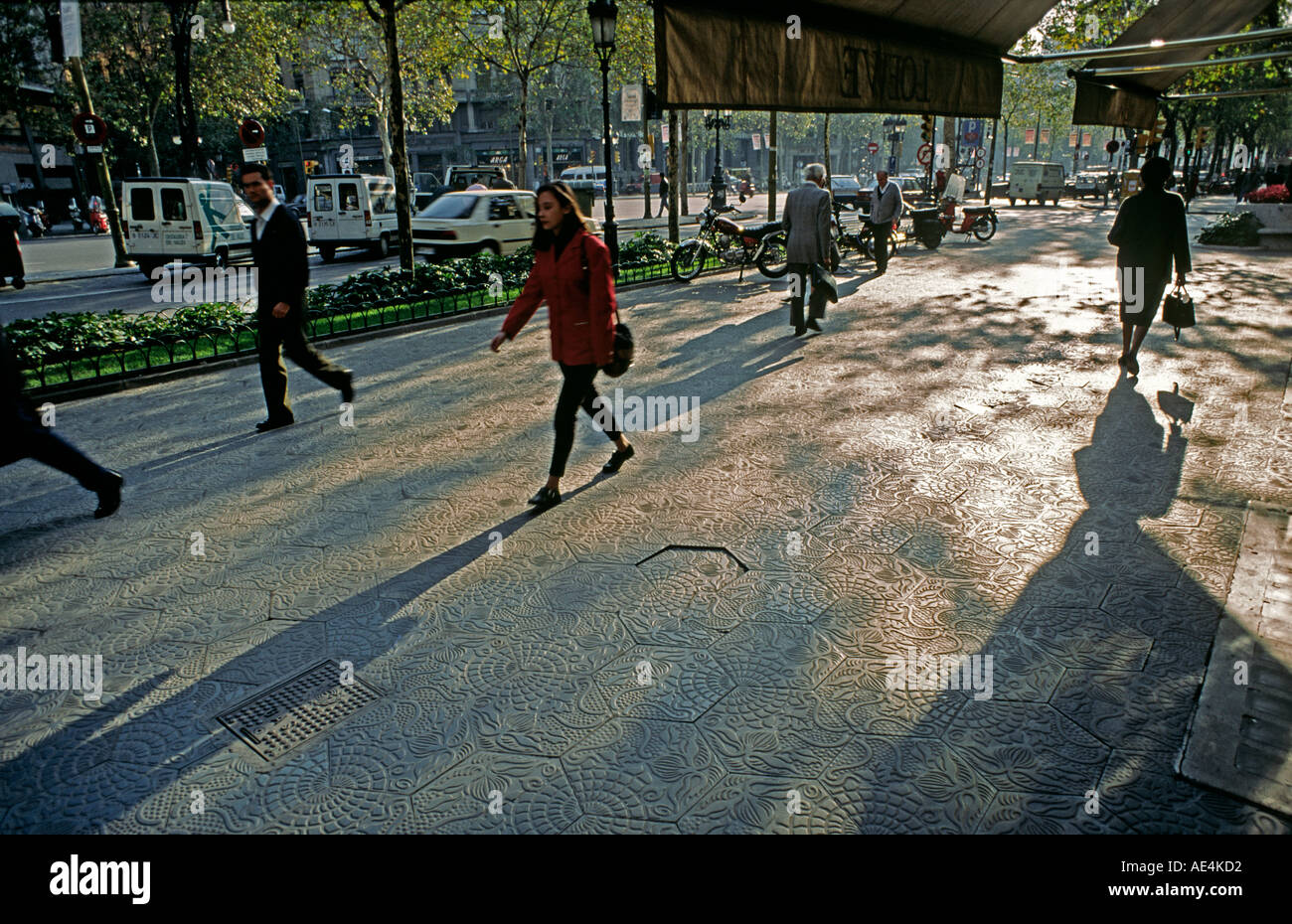 Spanien Barcelona Passeig de Gracia verzierten Pflaster Stockfoto