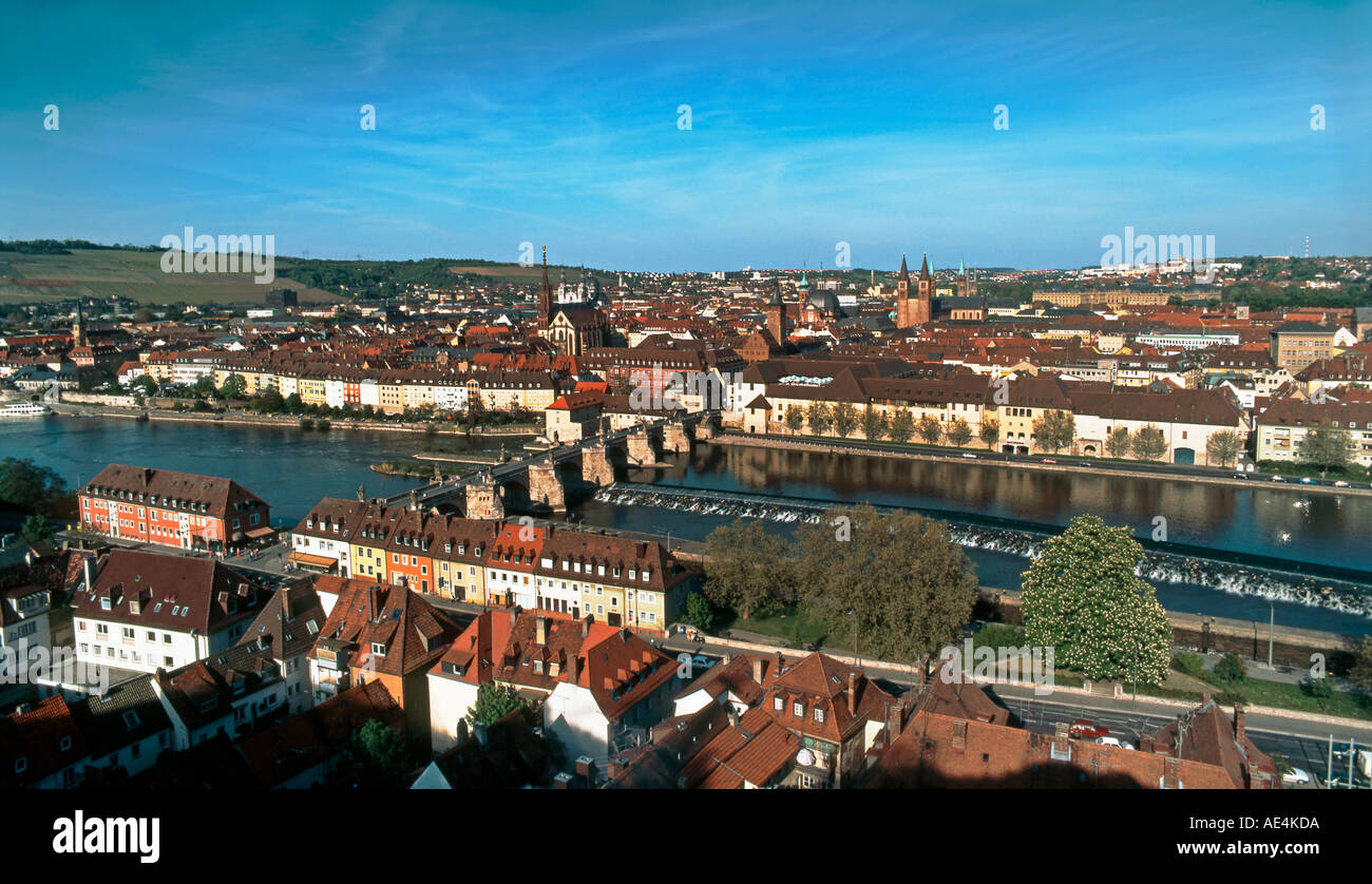 Deutschland Würzburg main Delta Brücke panorama Stockfoto