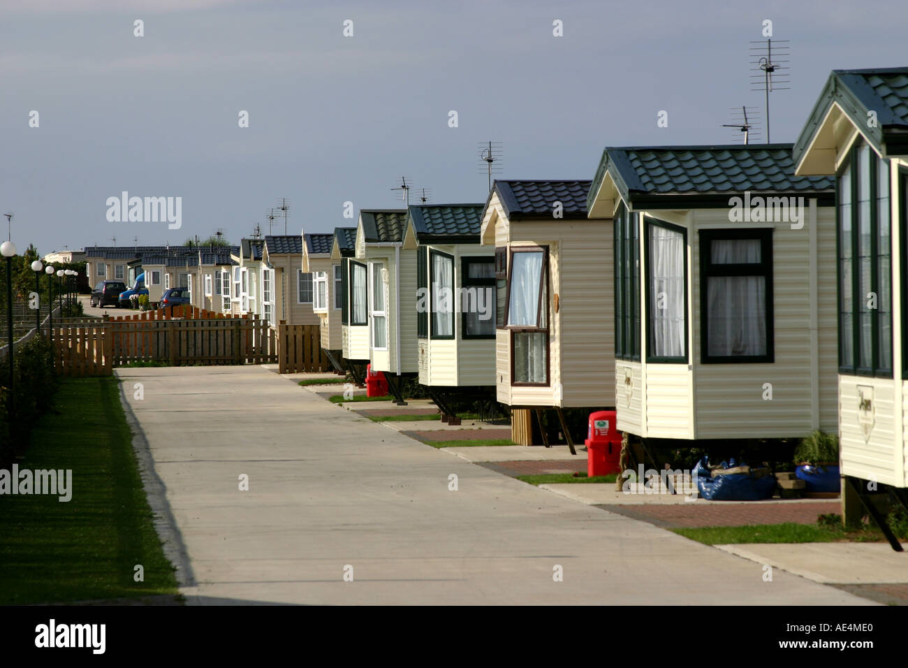 Linie von Wohn- und Urlaub Wohnwagen auf einer Ost-Küste von Yorkshire-Website Stockfoto