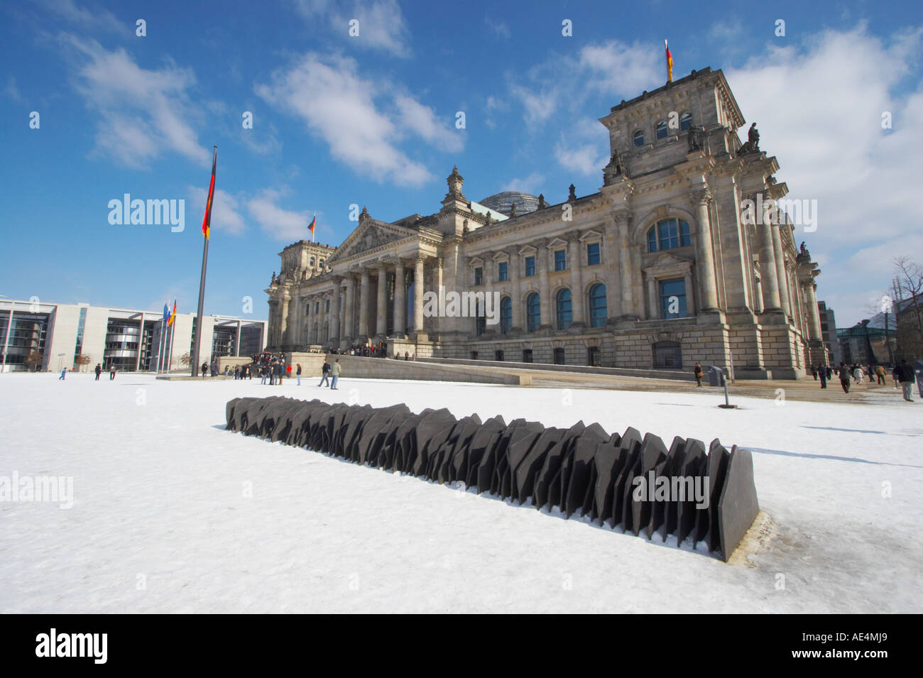 Parlament Reichstagsgebäude mit Schnee, Berlin Stockfoto