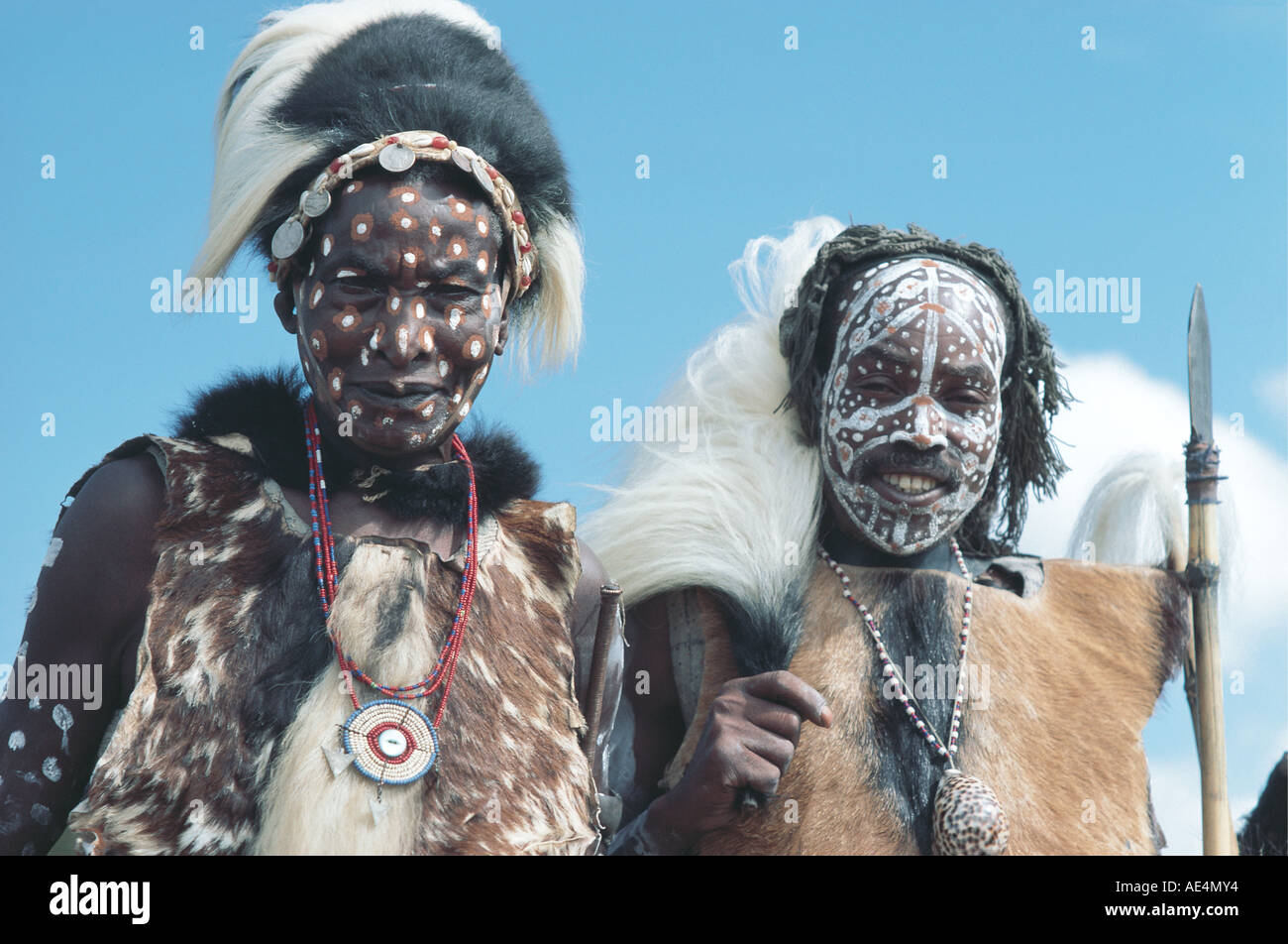 Porträt von zwei traditionellen Kikuyu Central Provinz Kenia in Ostafrika Stockfoto