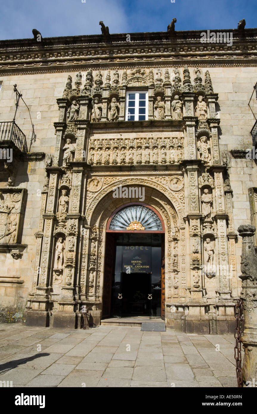 Hostal de Los Reyes Catolicos (Hospital Real) (Royal Hospital), Santiago De Compostela, Galicien, Spanien Stockfoto