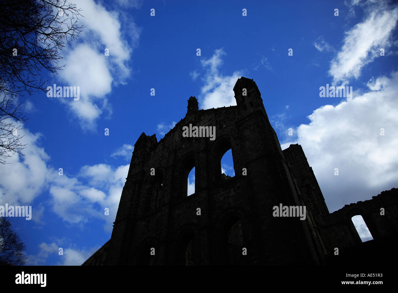 Kirkstall Abbey Silhouette Stockfoto