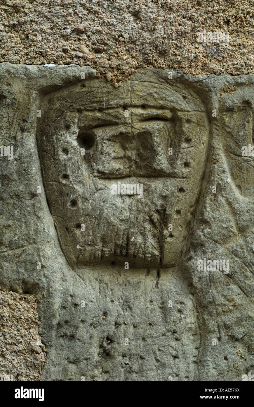 Gefangenen Graffiti zerkratzt an Wand der Poterne, Preuilly-Sur-Claise (37290), Sud Touraine, Frankreich. Stockfoto