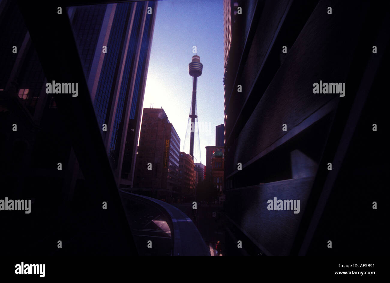 Centerpoint Turm gesehen von der Monorail Sydney NSW New South Wales Australien Stockfoto