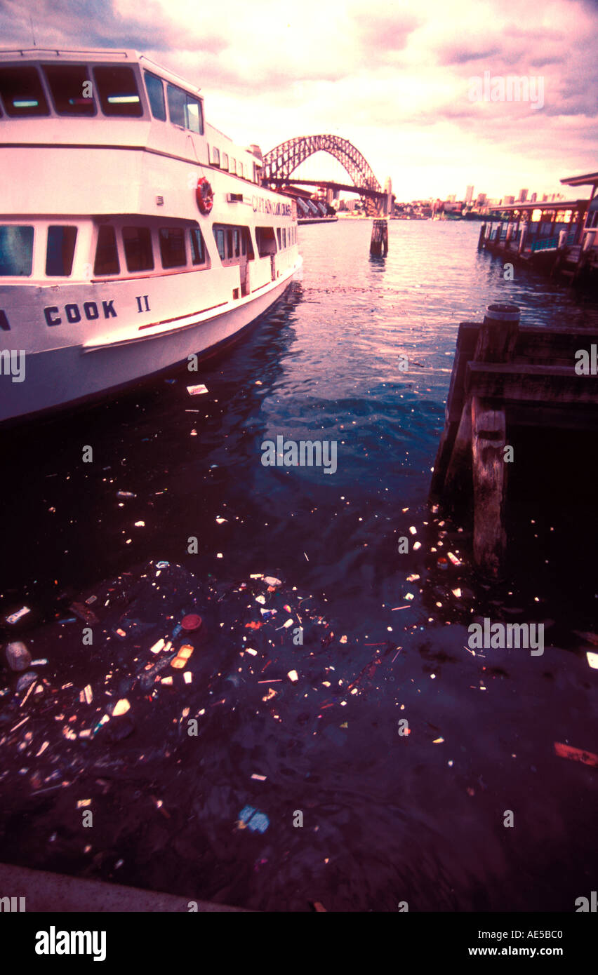 Papierkorb Floting auf Australien Sydney Harbour, einer der schönsten Häfen der Welt Stockfoto