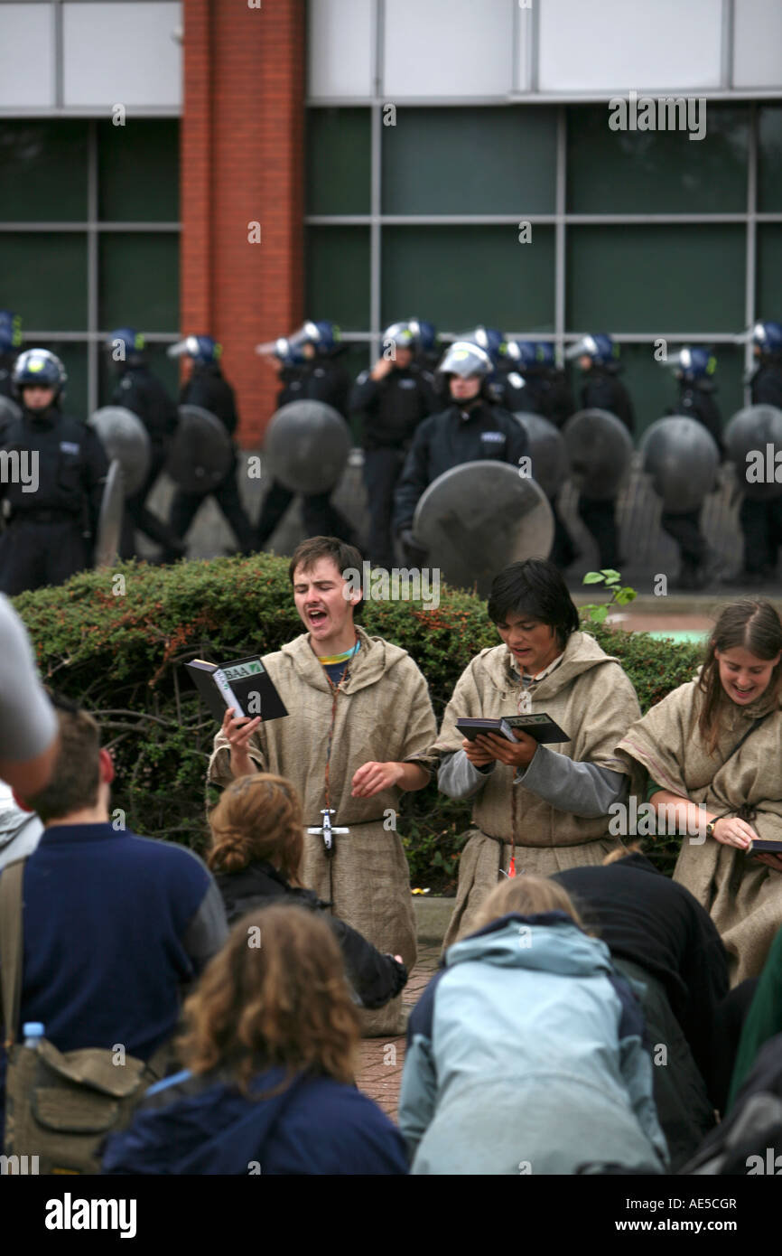 Klimawandel-Demonstranten in Klima-Camp-Heathrow Stockfoto