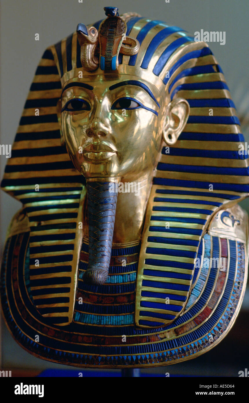 Maske der König Tutankhamun angezeigt im ägyptischen Museum von Kairo Stockfoto