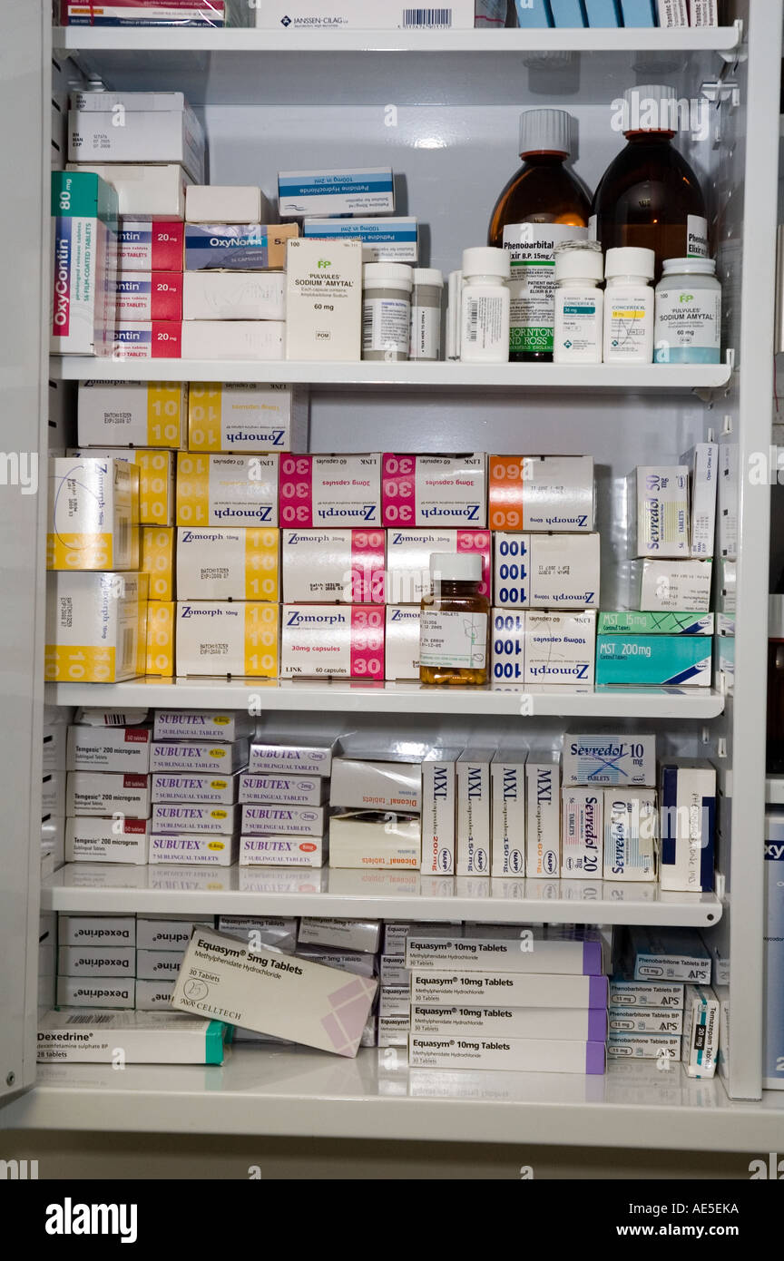 Eine kontrollierte Drogen-Kabinett Stockfoto