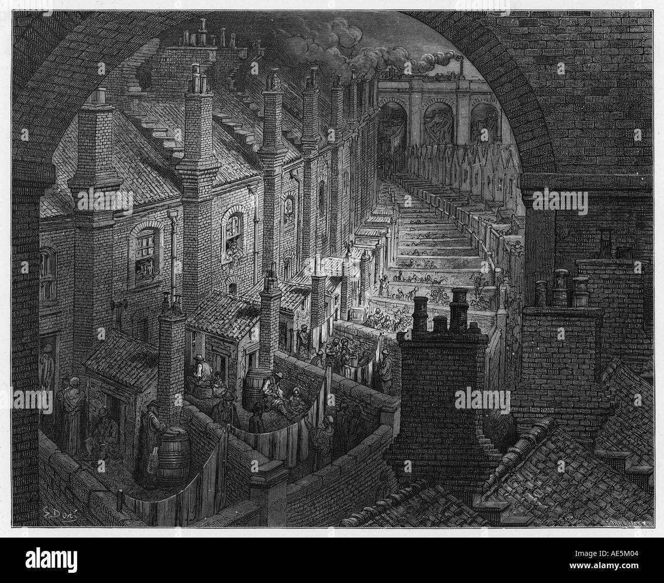 Hinterhöfen Slum 1870 Stockfoto