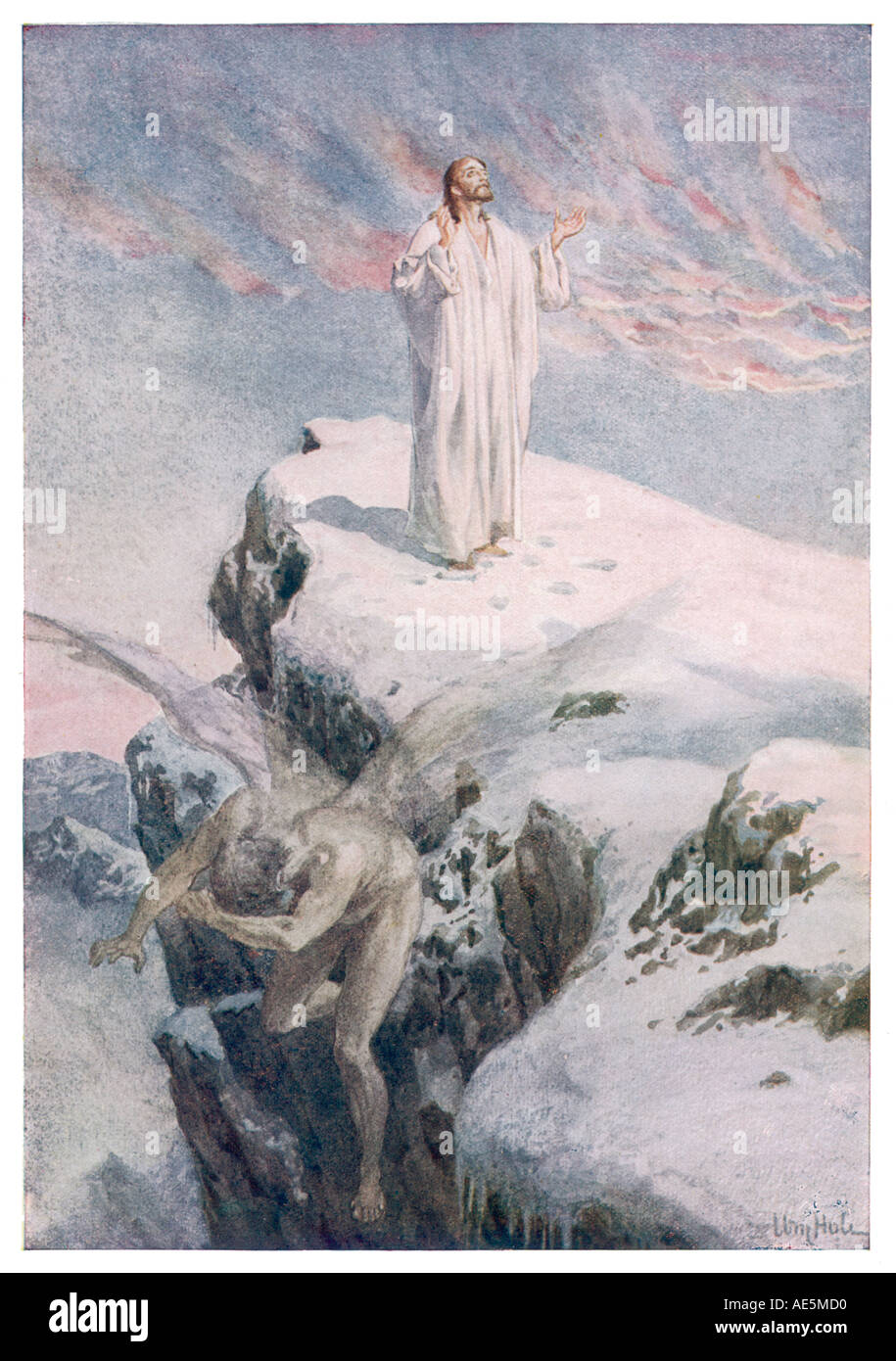 Jesus lehnt Satan Stockfoto