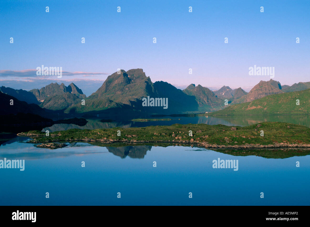 Fjord, Fredvang, Insel Moskenes, Lokalgeschichte, Norwegen Stockfoto