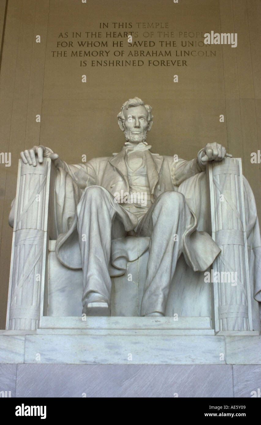 Statue von Präsident Abraham Lincoln in der Lincoln Memorial in Washington DC. Digitale Fotografie Stockfoto