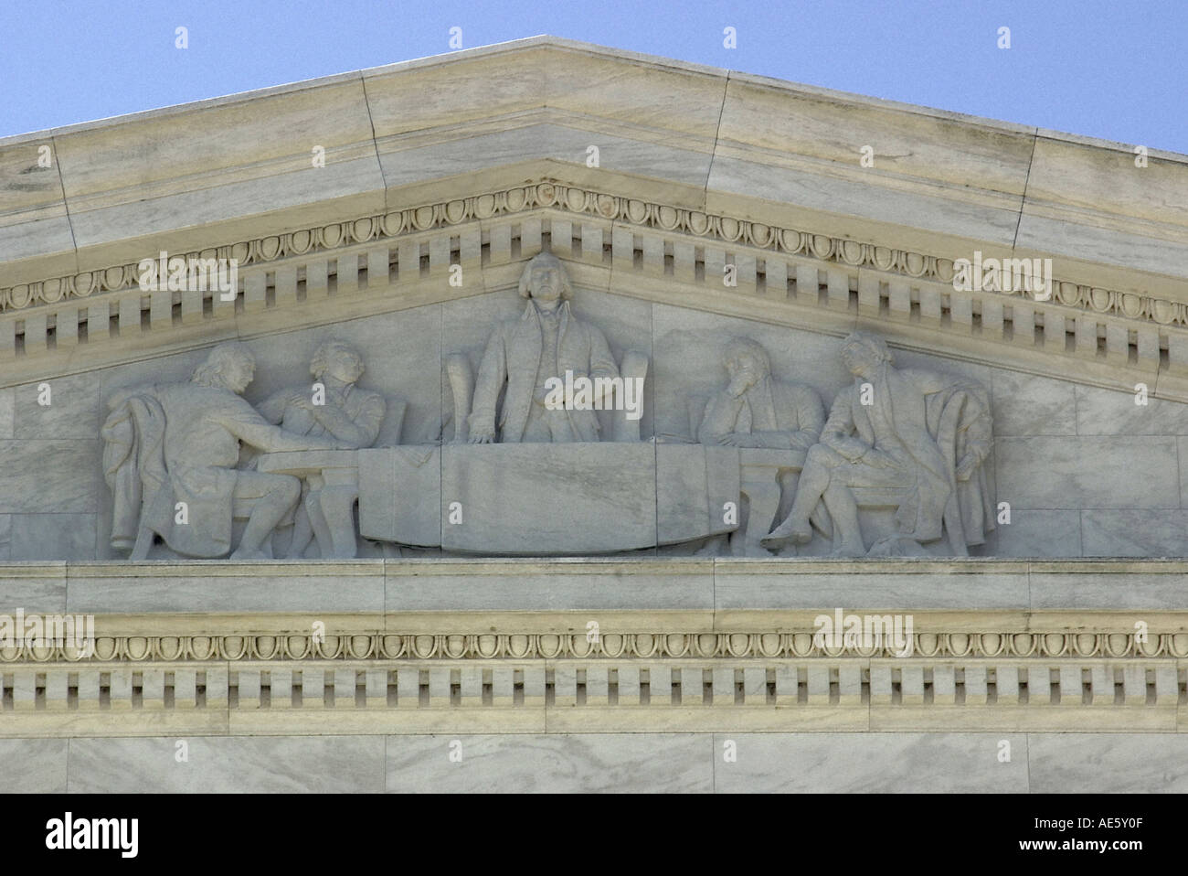 Bas Relief des Ausschusses schriftlich die Erklärung der Unabhängigkeit auf das Jefferson Memorial, Washington DC. Digitale Fotografie Stockfoto