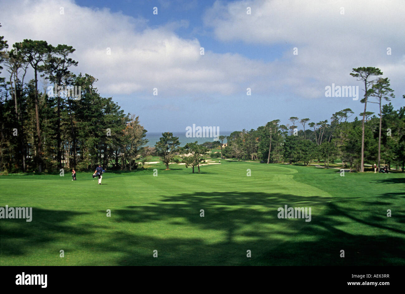 FAIRWAY mit der ersten Bohrung von SPYGLASS Golfplatz in PEBBLE BEACH auf der MONTEREY Halbinsel Kalifornien MR Stockfoto