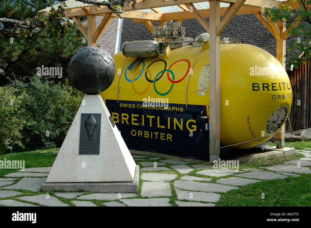 Kapsel Breitling Orbiter erste Nonstop rund um die Welt-Ballon-Flug Chateau d ' Oex Schweiz Stockfoto