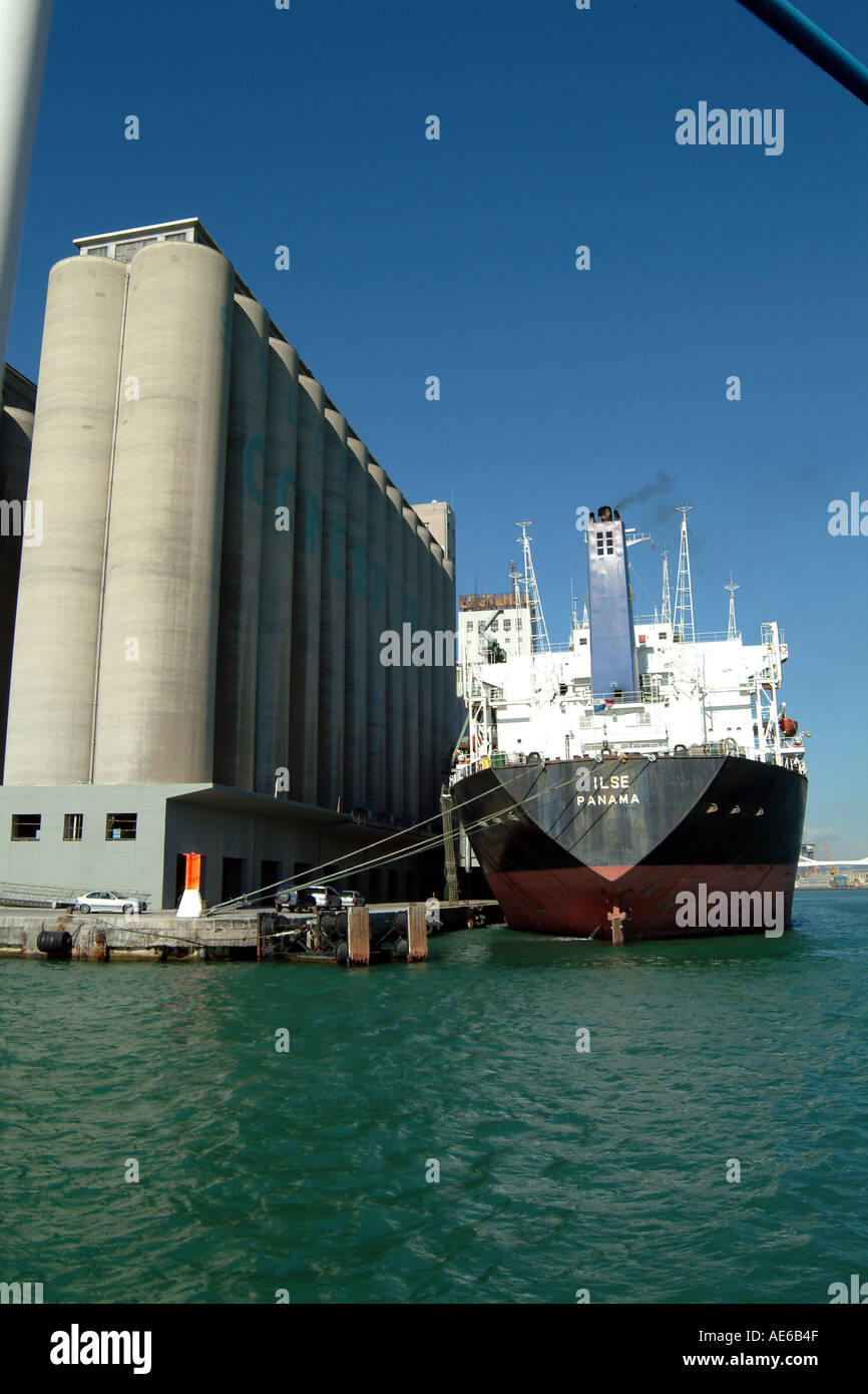 Korn Store Barcelona Hafen Spanien Mittelmeer Hafen der Anruf Zoll Stockfoto