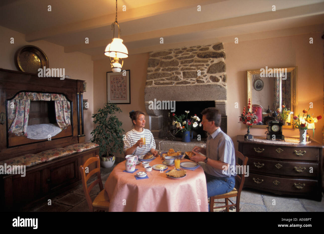 Frankreich, Bretagne, Insel Batz, Touristen Bed &amp; Breakfast Marie Pierre Jean Prigent. Touristen mit Frühstück Stockfoto