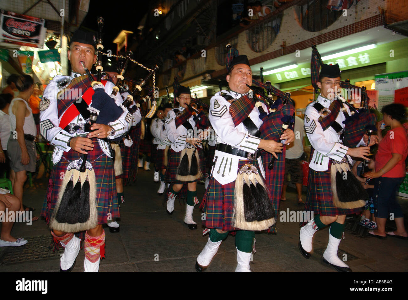 Schottischer Musiker in Patronatfest Cheung Chau Hong Kong China Stockfoto