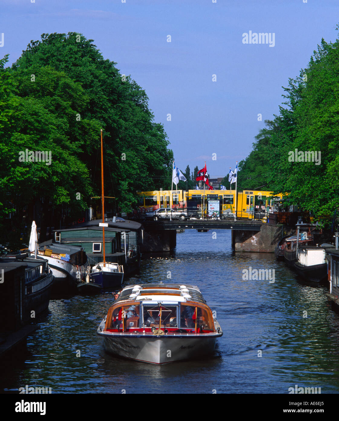 Europa Niederlande Noord Holland Provinz Amsterdam Canal & Boote Stockfoto