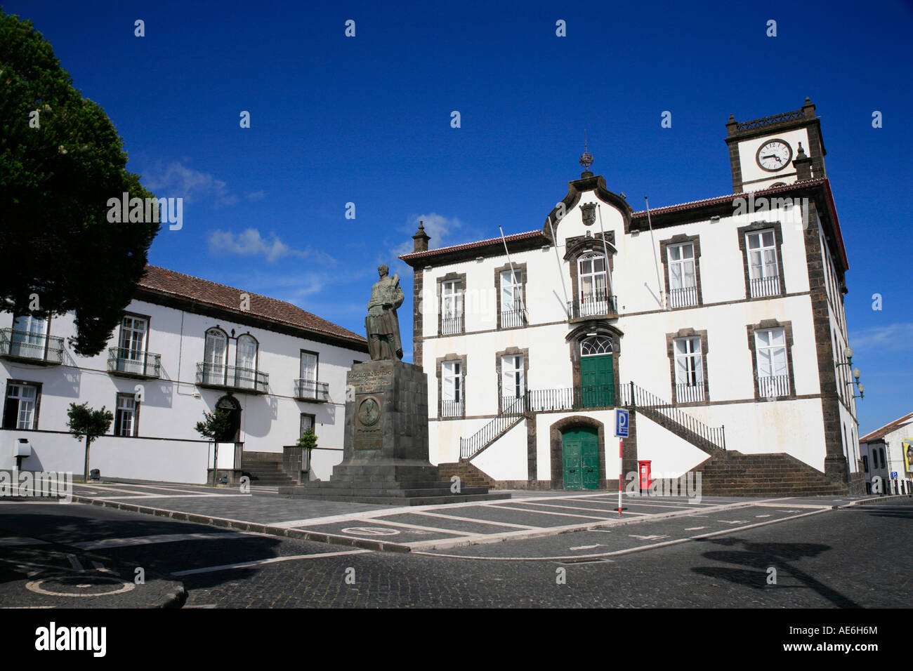 Das Rathaus in Vila Franca do Campo. Insel Sao Miguel, Azoren, Portugal Stockfoto