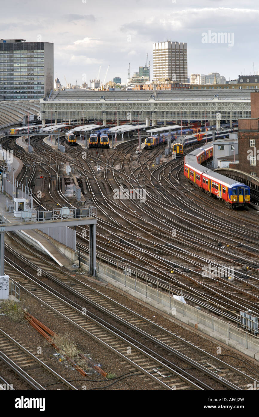 Blick auf London Waterloo Bahnhof. Stockfoto
