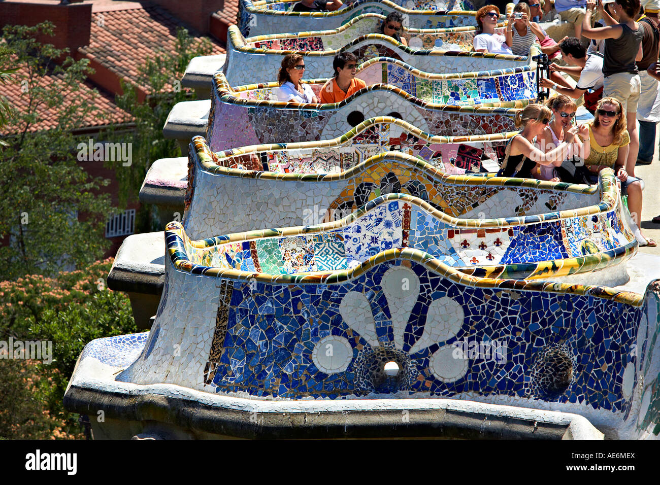 Parc Güell, Barcelona, Spanien. Stockfoto