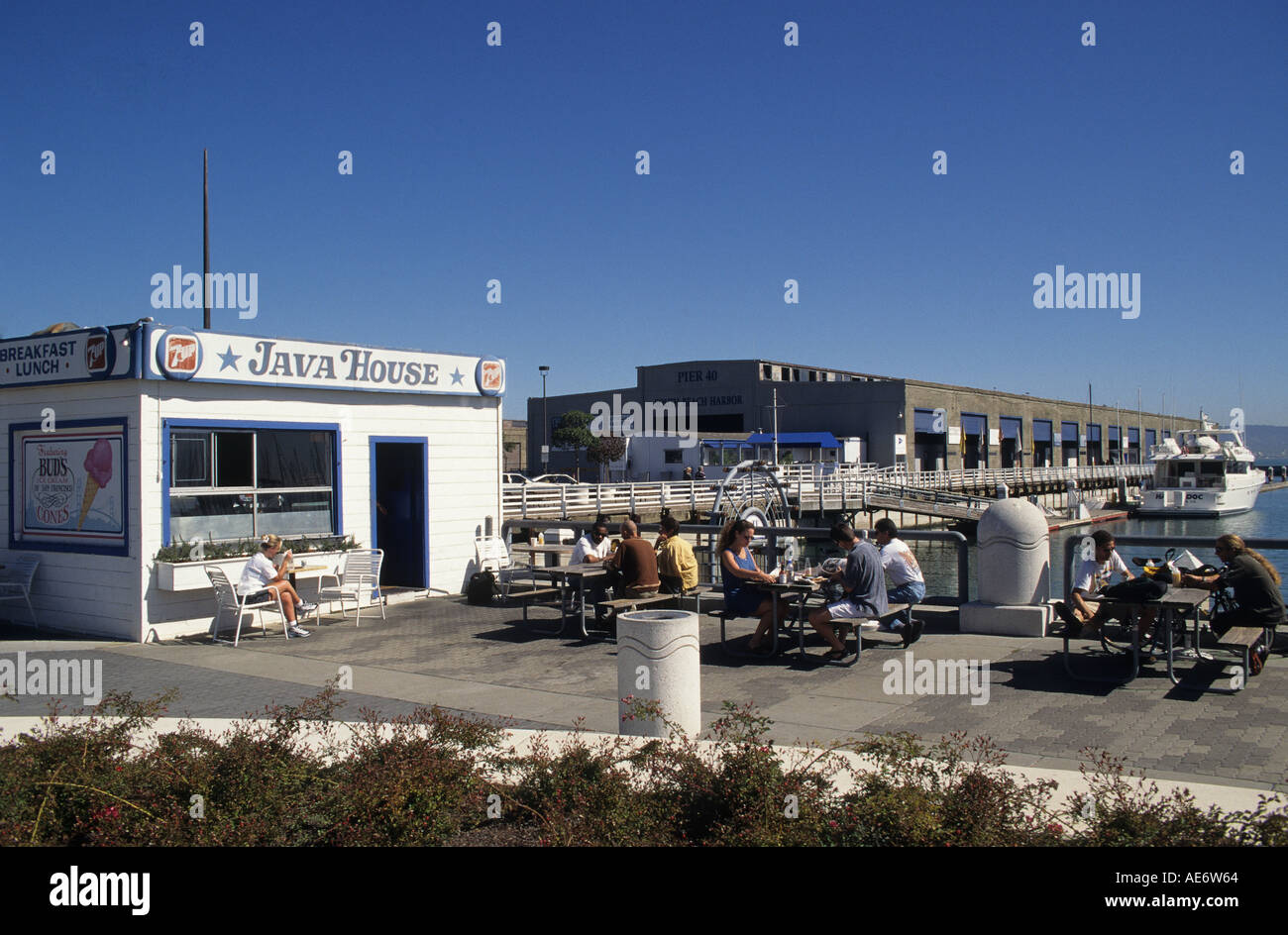 Kalifornien San Francisco Embarcadero South Beach Harbor Java House Restaurant café Stockfoto