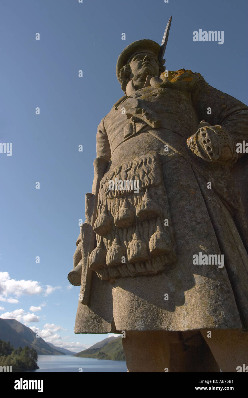 Glenfinnan Memorial Statue Loch Shiel hautnah Stockfoto