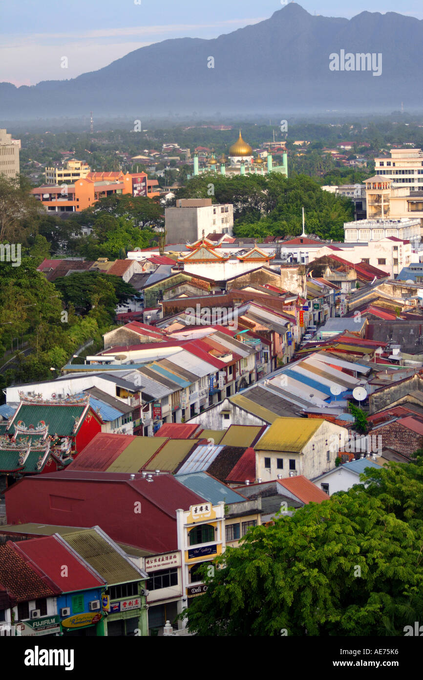 Himmel Stadtbild von Jalan Carpenter und alten Gebäuden Kuching, Sarawak, Borneo, Malaysia Stockfoto