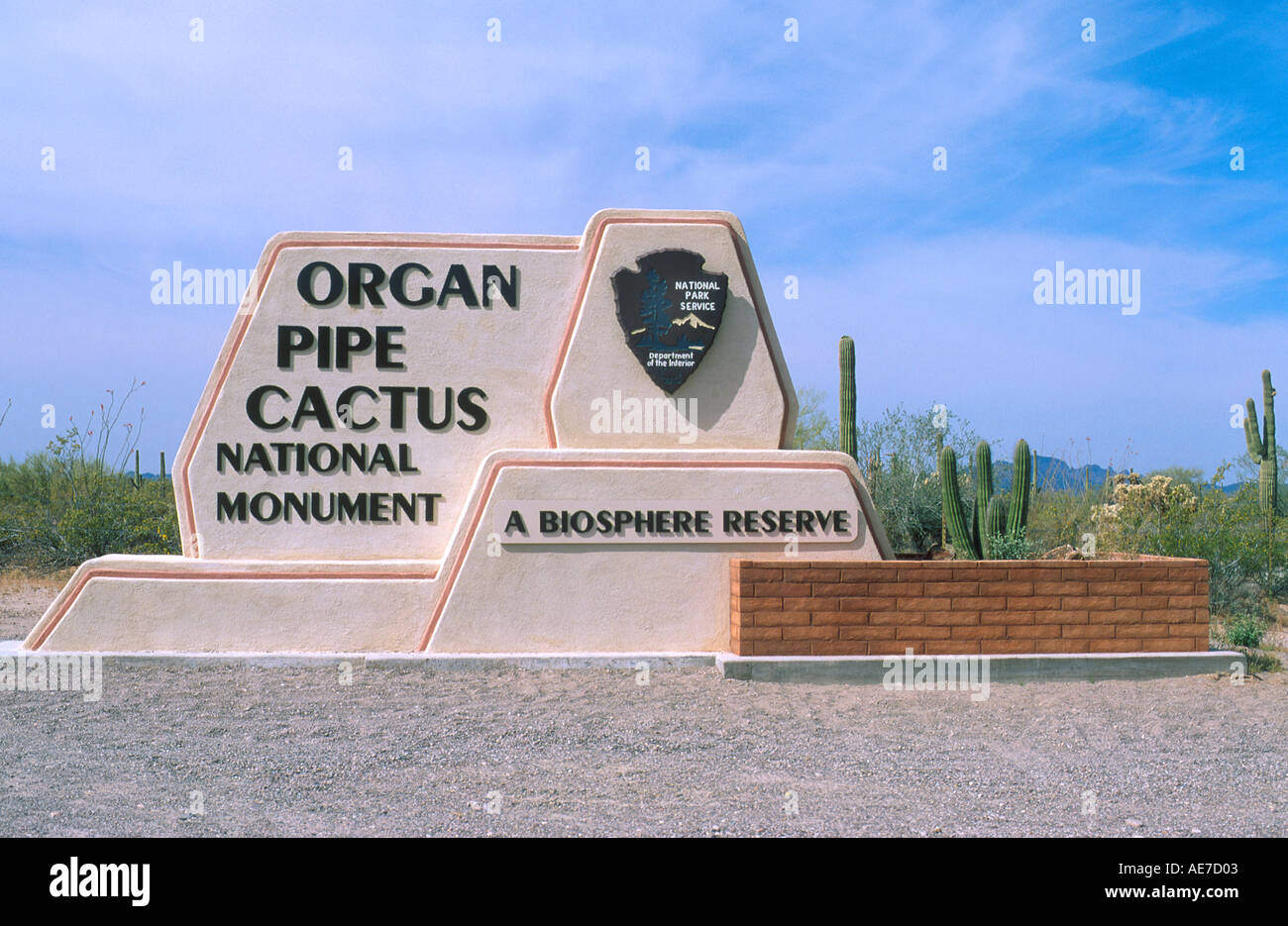 Eingang zum Organ Pipe National Monument Arizona Stockfoto