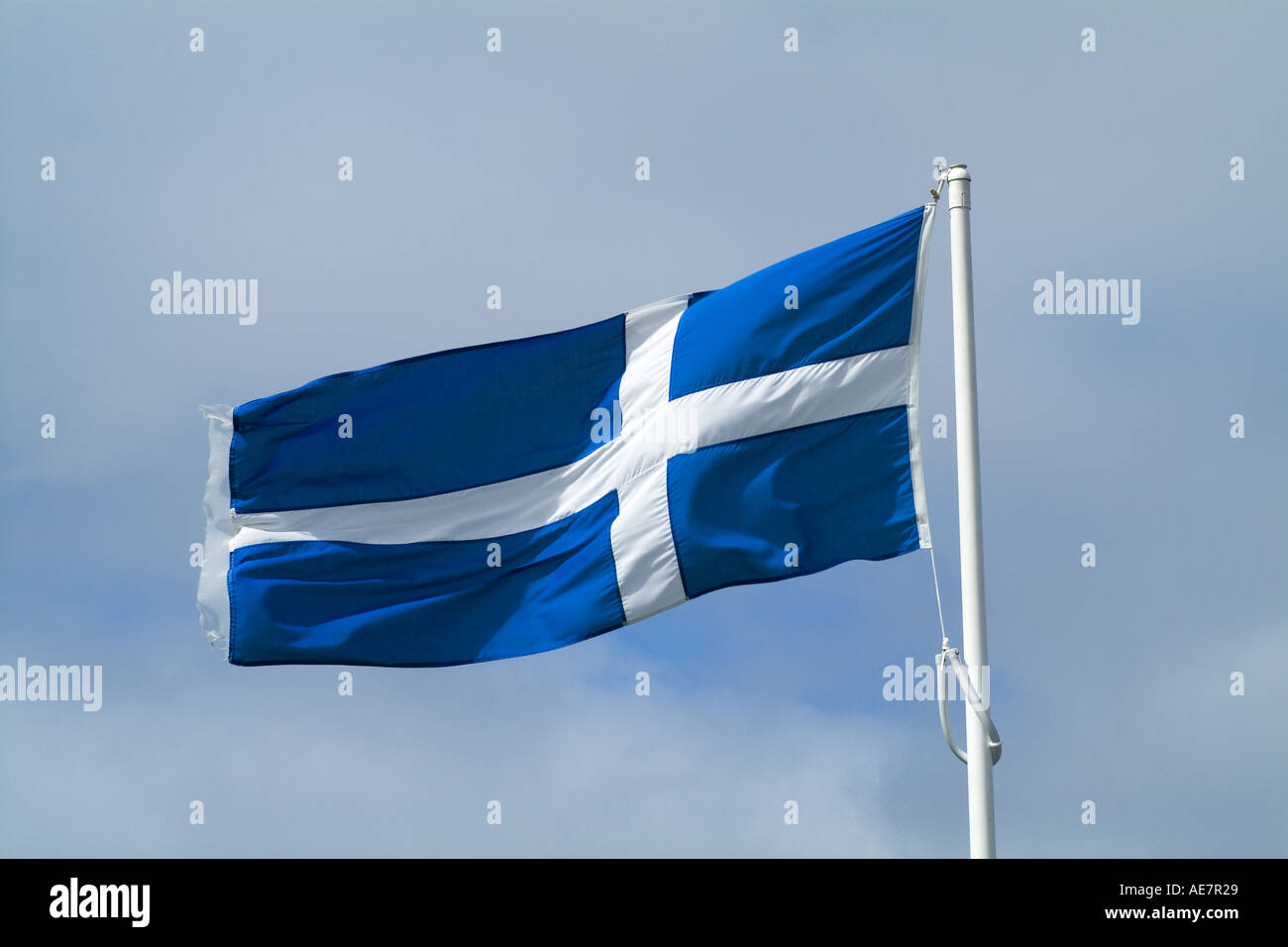 Dh Flagge Shetland Weisses Kreuz Auf Blauem Grund Shetland Flagge Offizieller Standard Stockfotografie Alamy