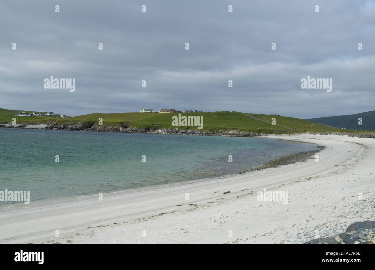 dh Banna Minn WEST BURRA SHETLAND Weißer Sandstrand schottland Stockfoto