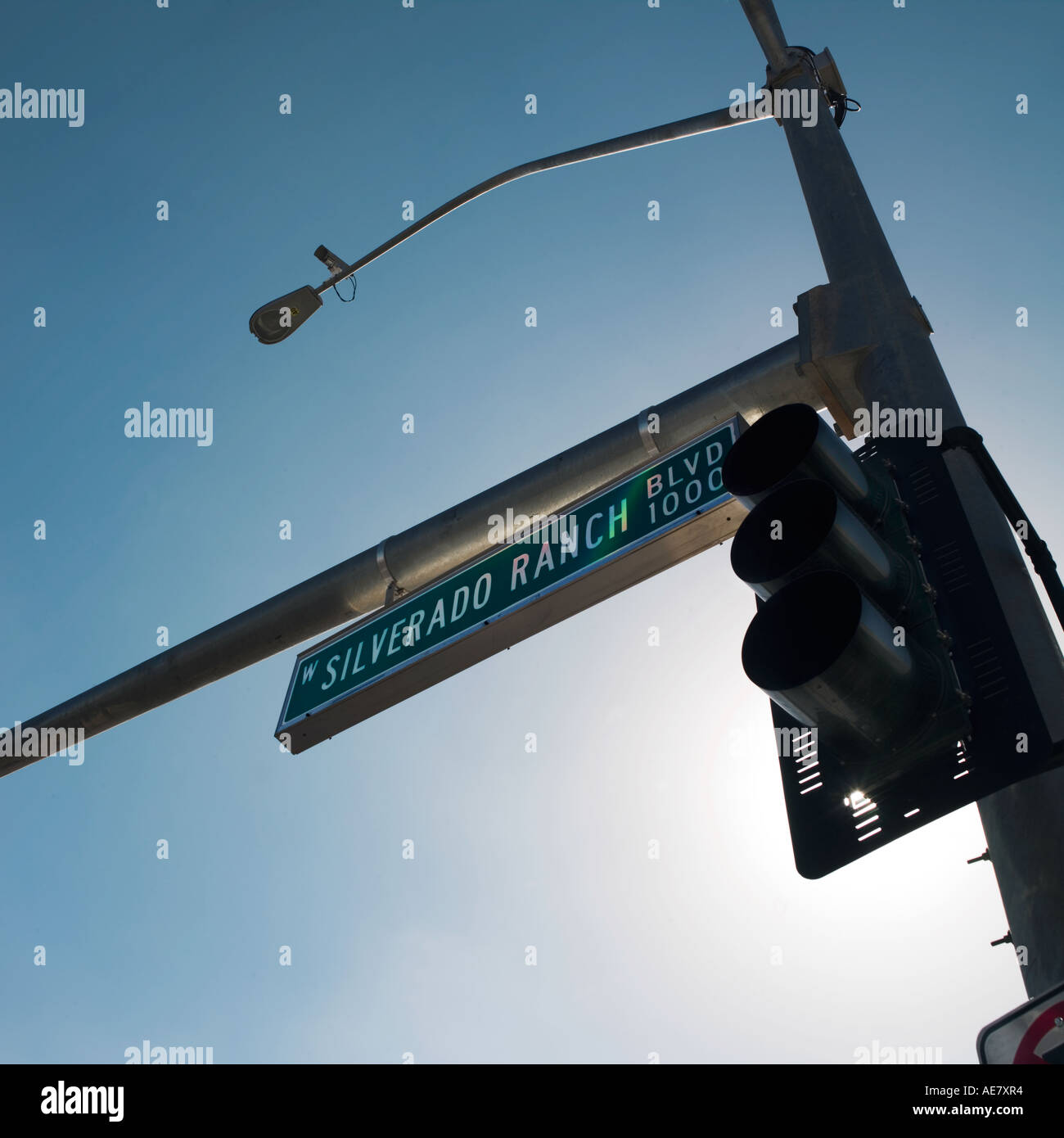 Silverado Ranch Blvd unterzeichnen neuen Las Vegas Kontrast Schatten Stockfoto