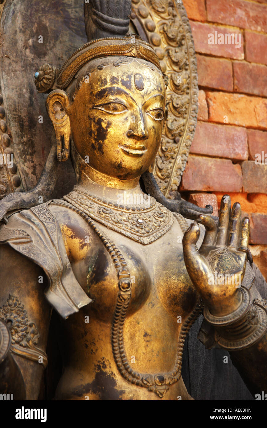 Goldene Statue der Hindu-Göttin, Nepal Stockfoto