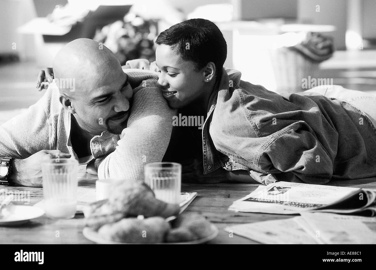 B W Afro Mann Frau Stock Stockfoto